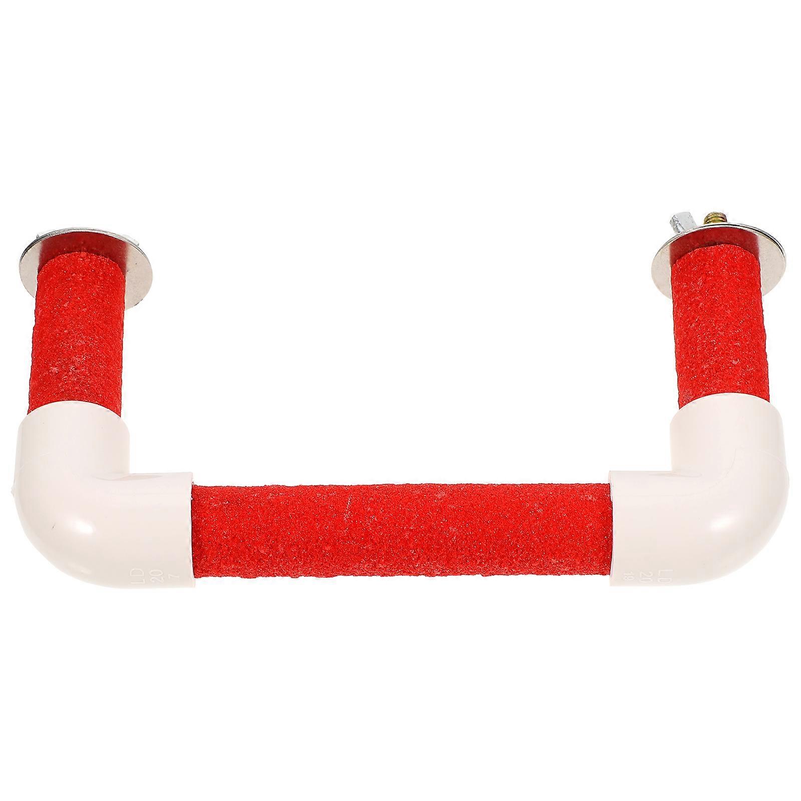 Parrot Perch Stand with Claw Grinding Surface Multifunctional Bird Cage Perch for Parakeets Safe Chew and Cage Decoration Red Shaped Platform