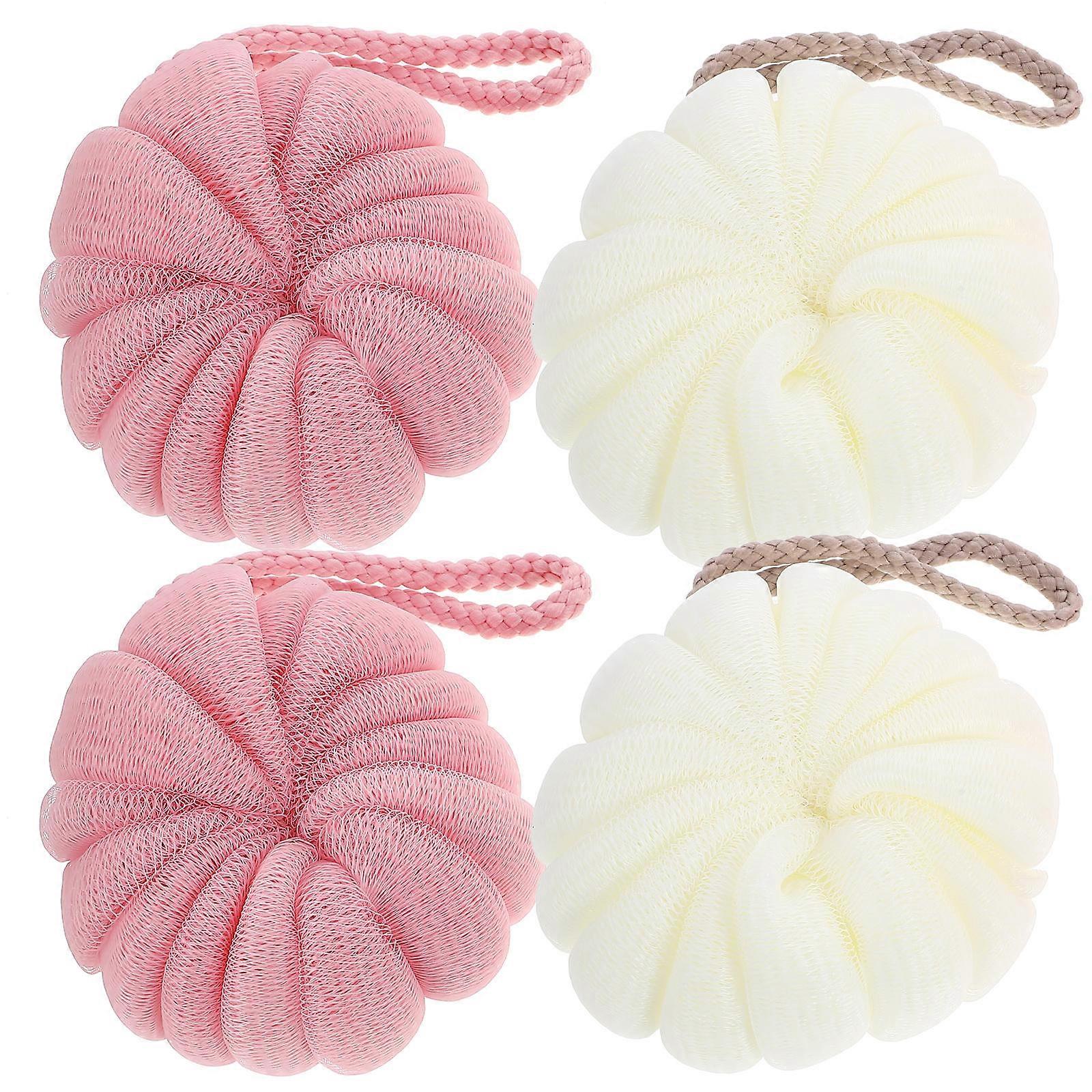 Bathroom Shower Loofah Bubble Production Round Shape PE Material 4Pcs