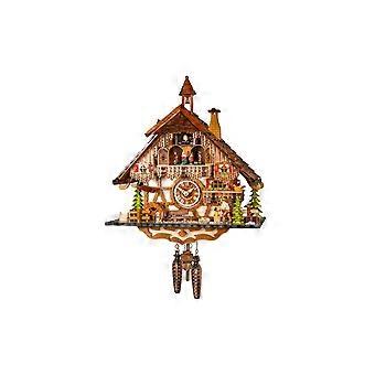 Engstler - 3651_QMT - cuckoo clock - quartz - walnut - with music with dancing couple - 42 cm