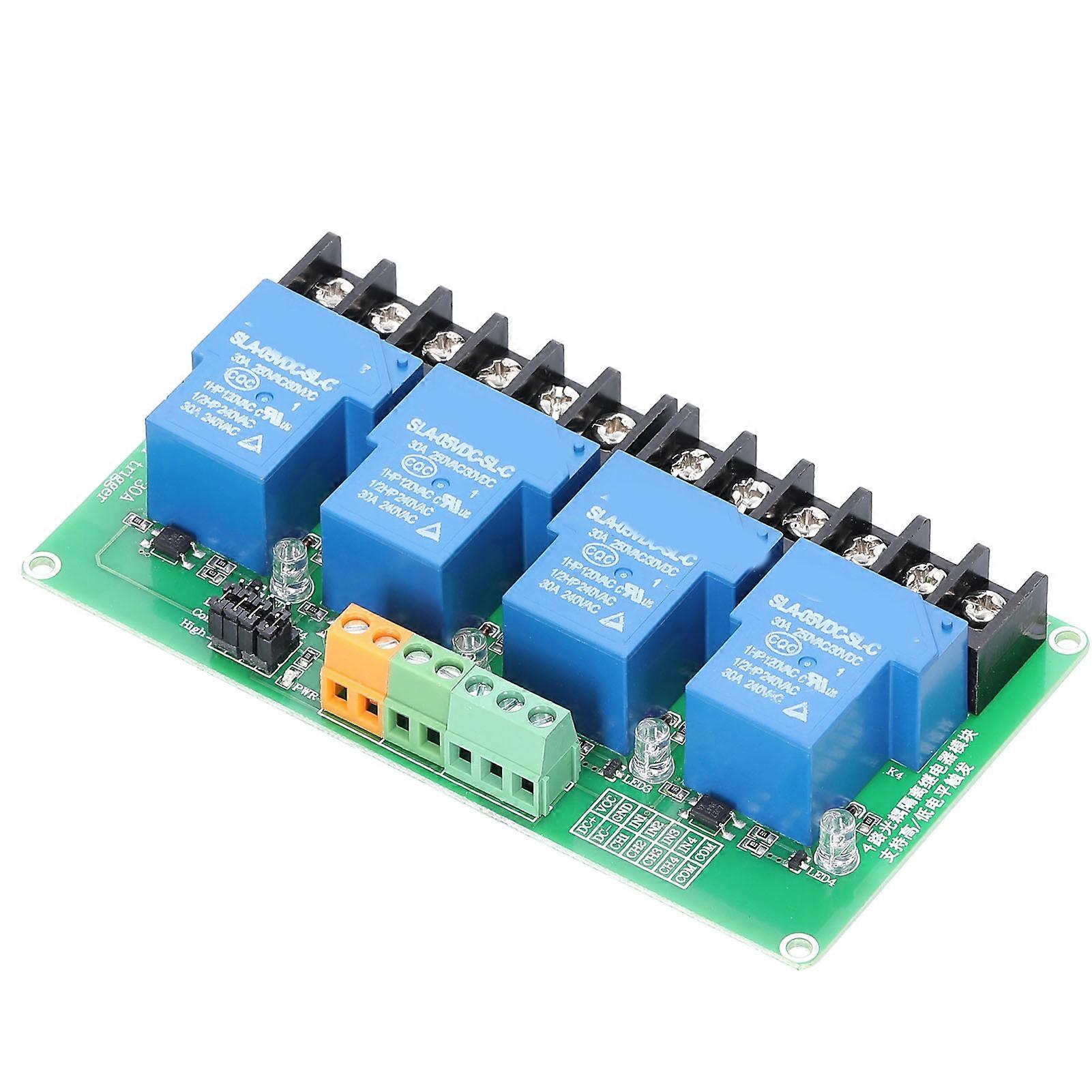 4 Channel Relay Module 30A Load Current with Optocoupler Isolation Supports High and Low Triger 5V 12Volt 24Volt Optional