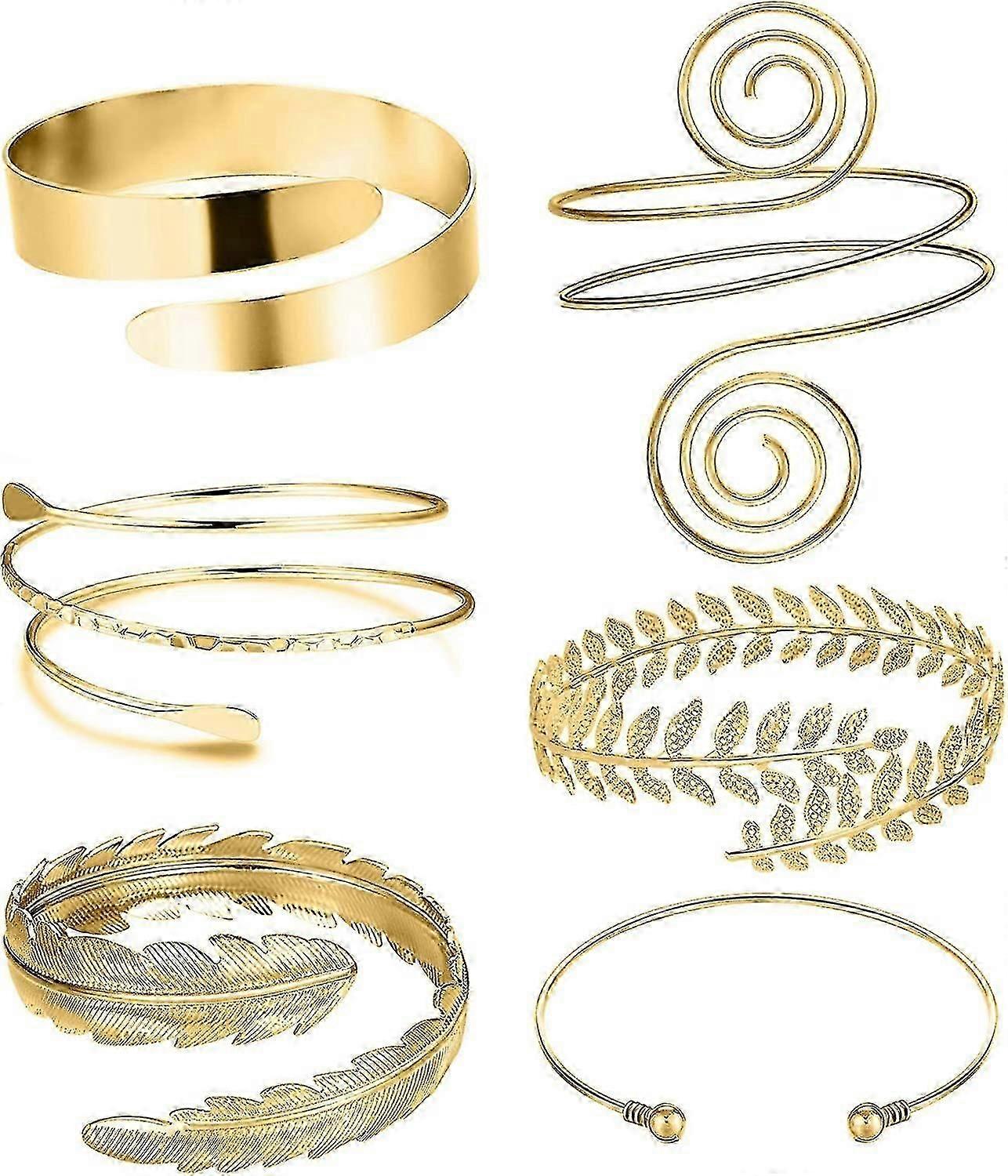 アームカフス、レディースシルバーゴールド調節可能なアームバンドセットの6個