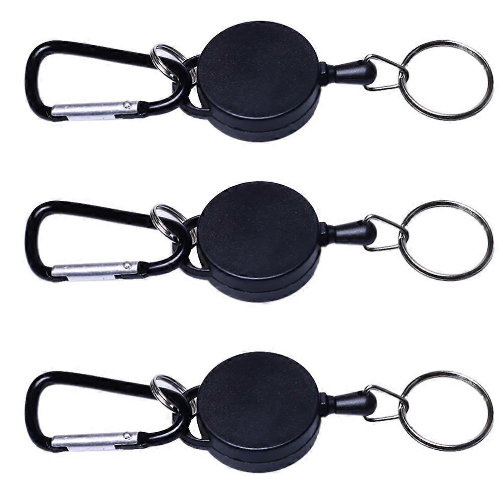 3pcs Retractable Keychain Lanyard Keyring Lock Creative Design (Black)