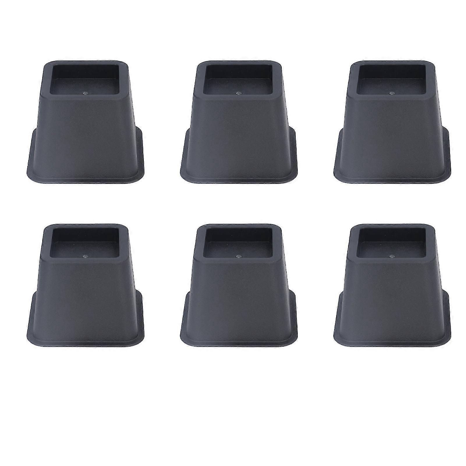 6 Pcs 3-Inch Trapezoid Furniture Risers for Sofa, Bed, Table & Cabinet Legs - Black Pads for Enhanced Height & Stability