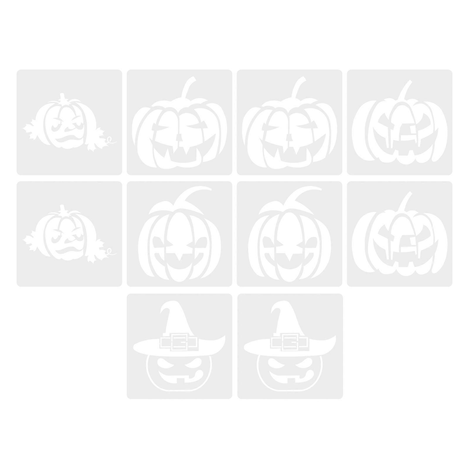 Halloween Painting Template Square Stencils Halloween Party Diy Drawing Plastic Material Hollowout 10Pcs