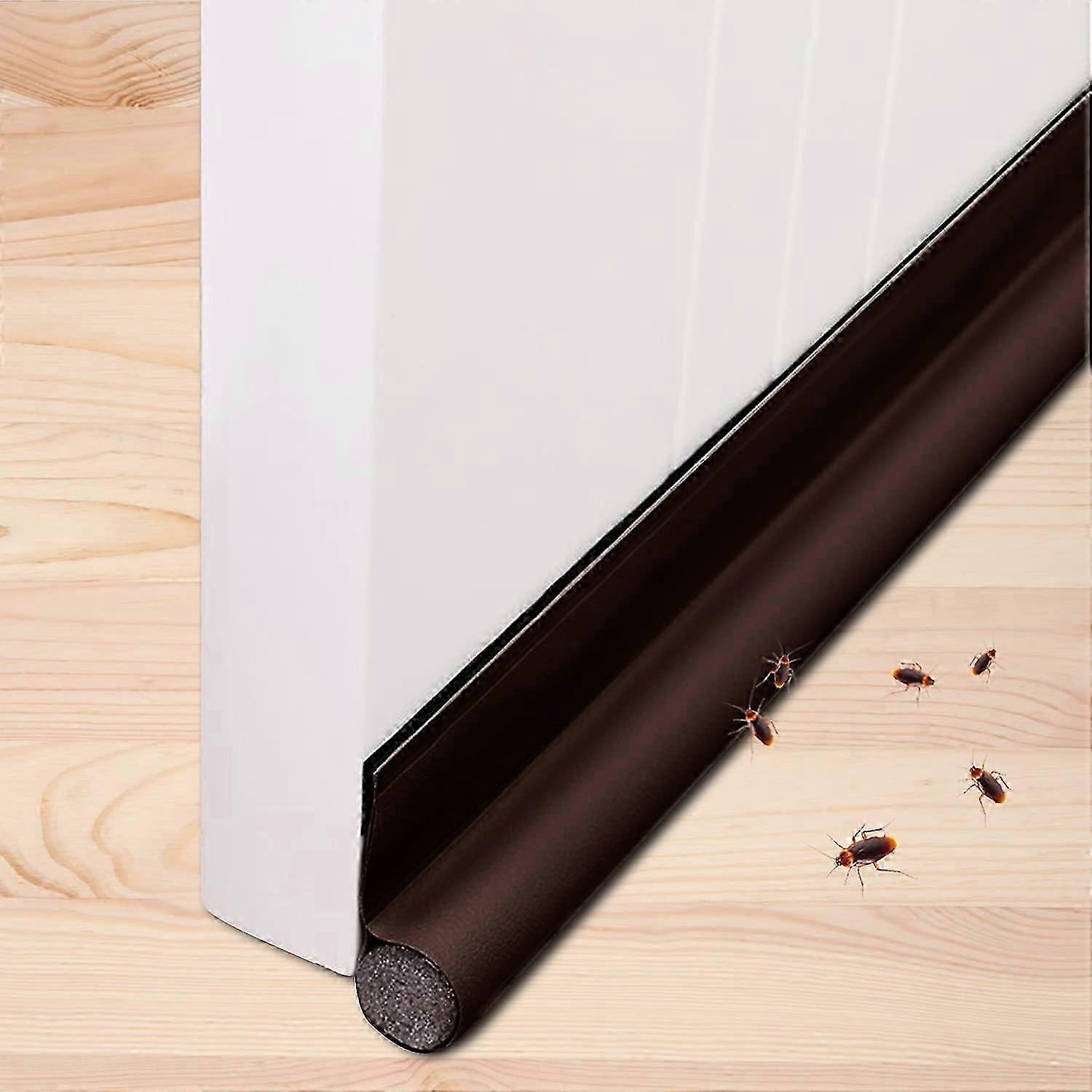 96cm One Sided Door Sweep with Self Adhesive Door Seal Strip Cold Draft and Noise Protectionbrown