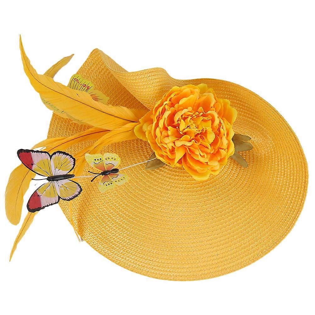 Butterfly Fascinator Headband Girls Tea Party Fascinators Simulated Straw Hat Design 1Pack