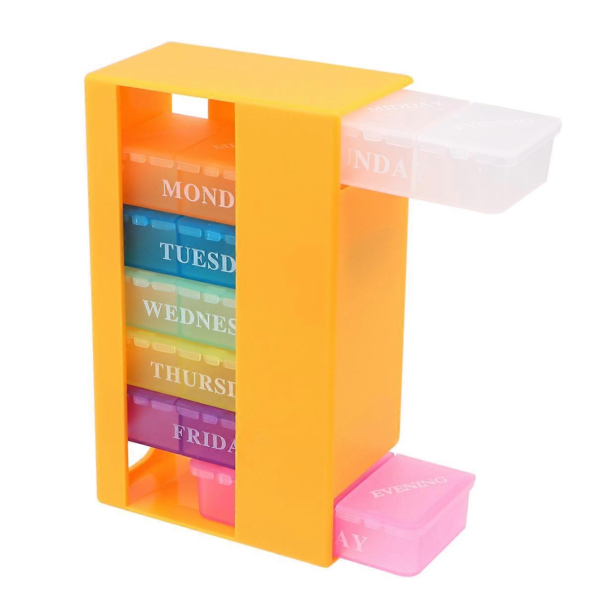 21-Grids Plastic Pill Box Portable Pill Case Box Pills Storage Box Orange