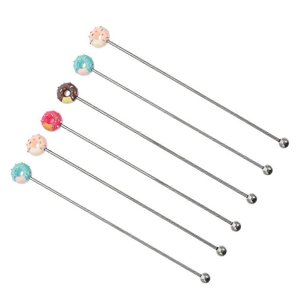6pcs Stainless Steel Drink Stir Sticks for Cocktails, Coffee & Desserts – Comfortable Grip Beverage Stirrers, Random Styles