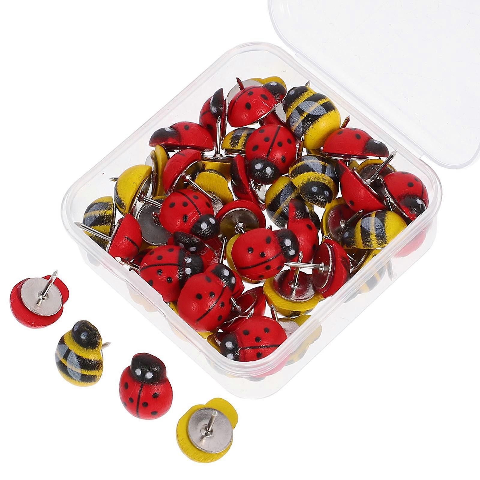 50 Pieces Assorted Color Push Pins for Holding Items Use with Wood and Iron Material