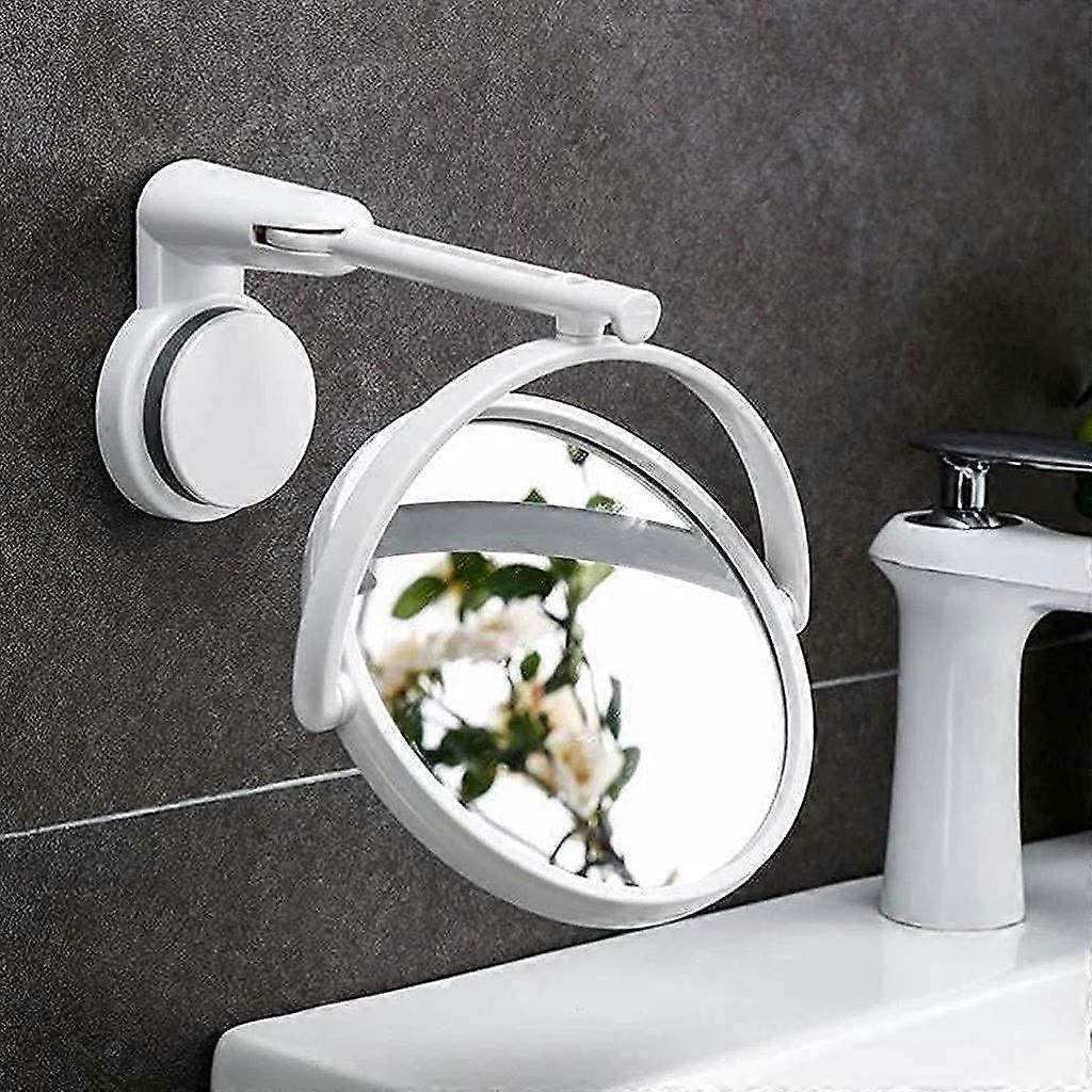 Makeup Mirror with Suction Cup Design, Foldable and Rotatable for Bathroom Use, Dual Functionality