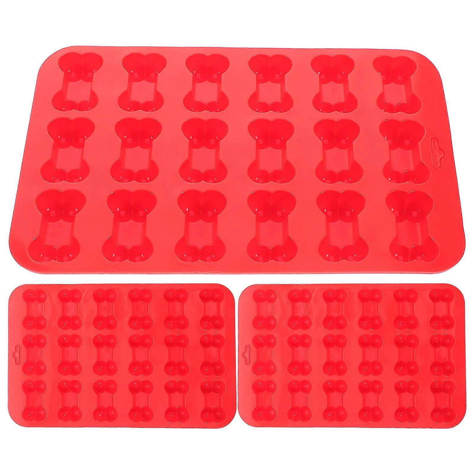 Silicone Mould For Ice Cream Jelly Pudding Soap Baking Tools DIY Lovers 22.00X15.00X1.50CM Red Baking 3Pcs