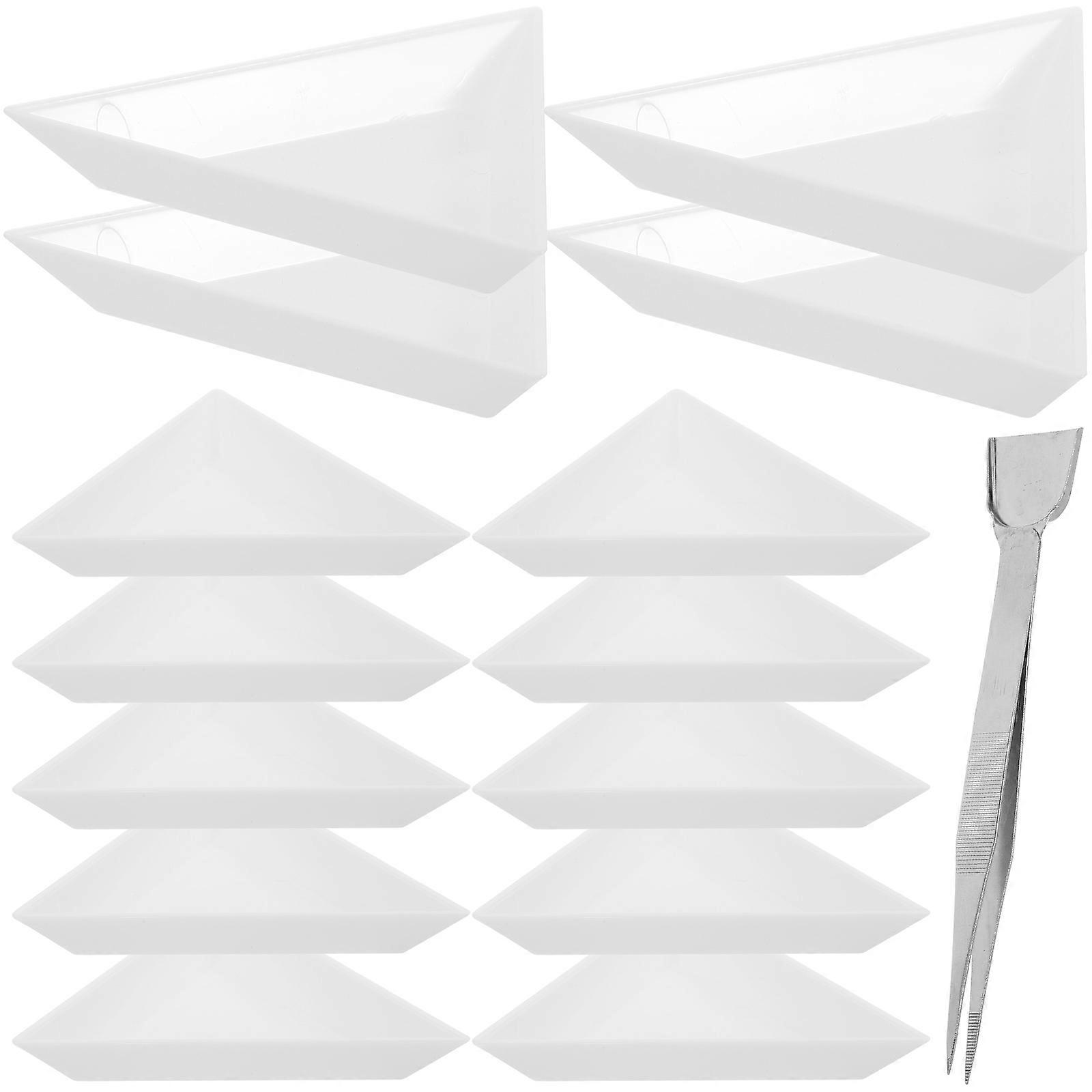 Rhinestone Sorting Tray Beads Sorting Trays Triangle Bead Organizer Plastic Storage Holder 7.50X6.30X1.00cm 1 Set