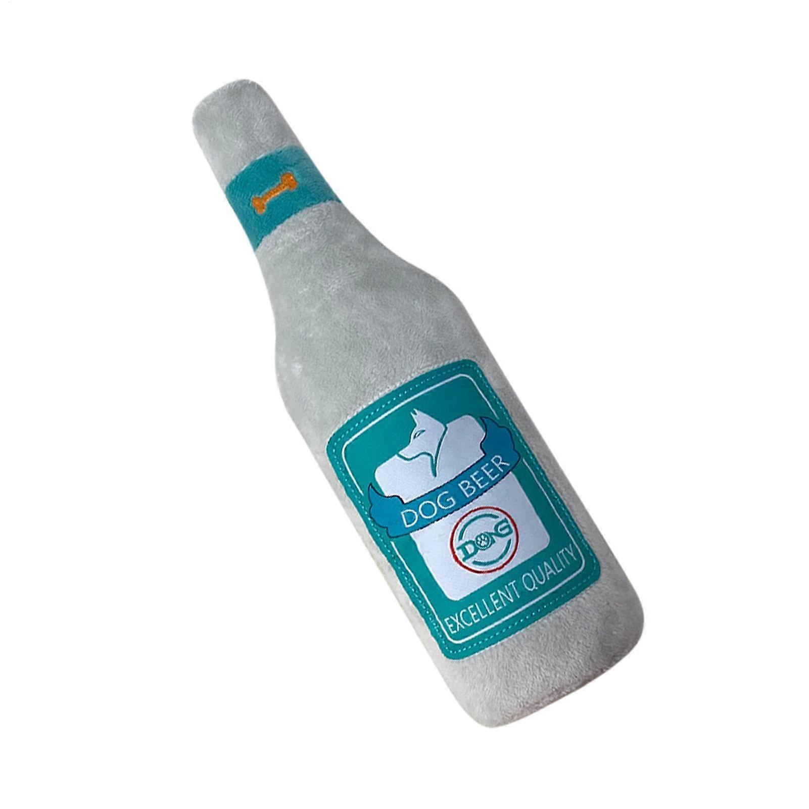 Plush Squeaky Dog Toys, Beer Bottle Chew Toy for Teething Puppies, Soft Interactive Pet Supplies, 11.02 Inches for Small to Large Dogs