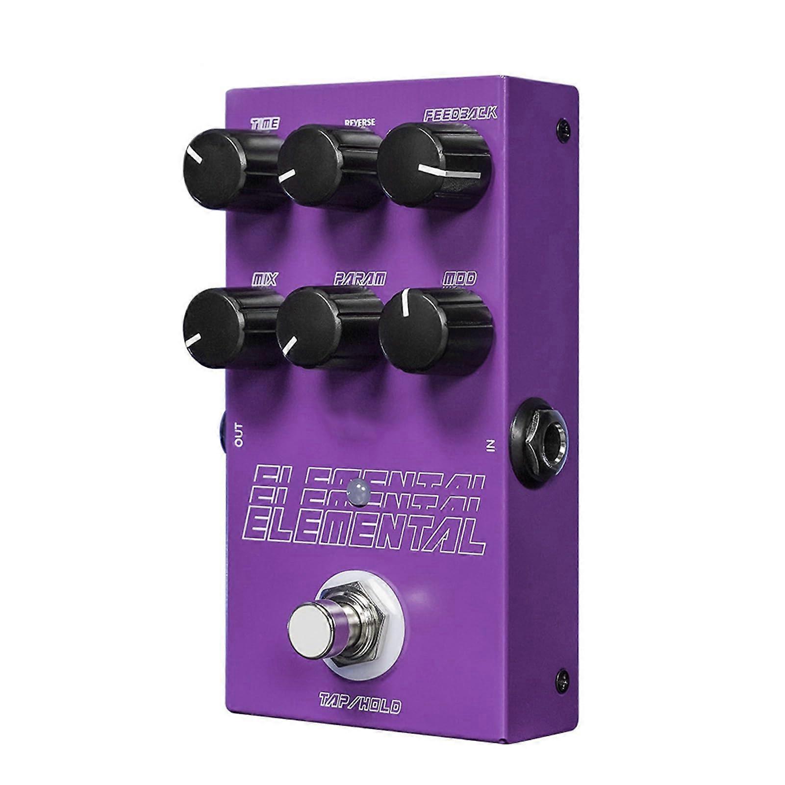 Digital Delay Pedal with 9 Effects Knob Control Guitar Pedal Input Output Metal Case (Purple)