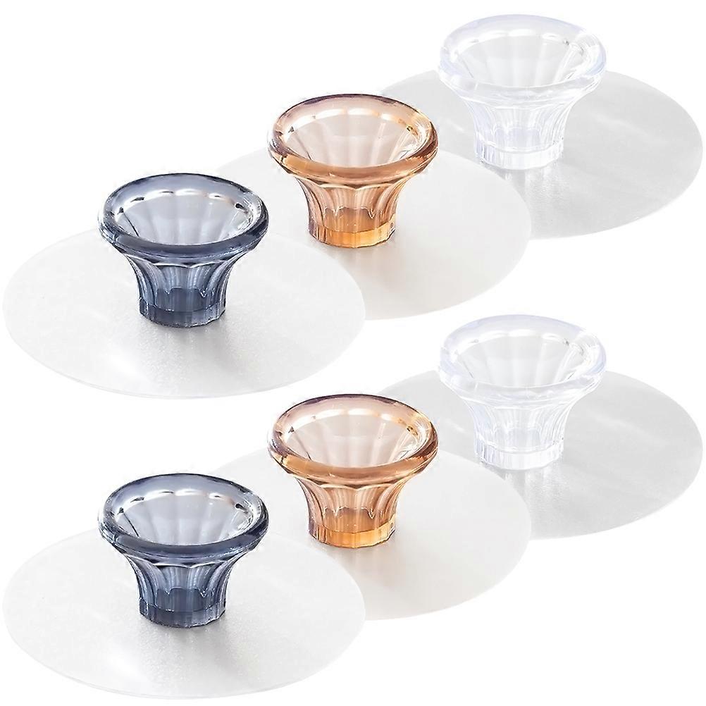 Adhesive Drawer Knobs No Punching Square Shape Modern Style 6Pcs