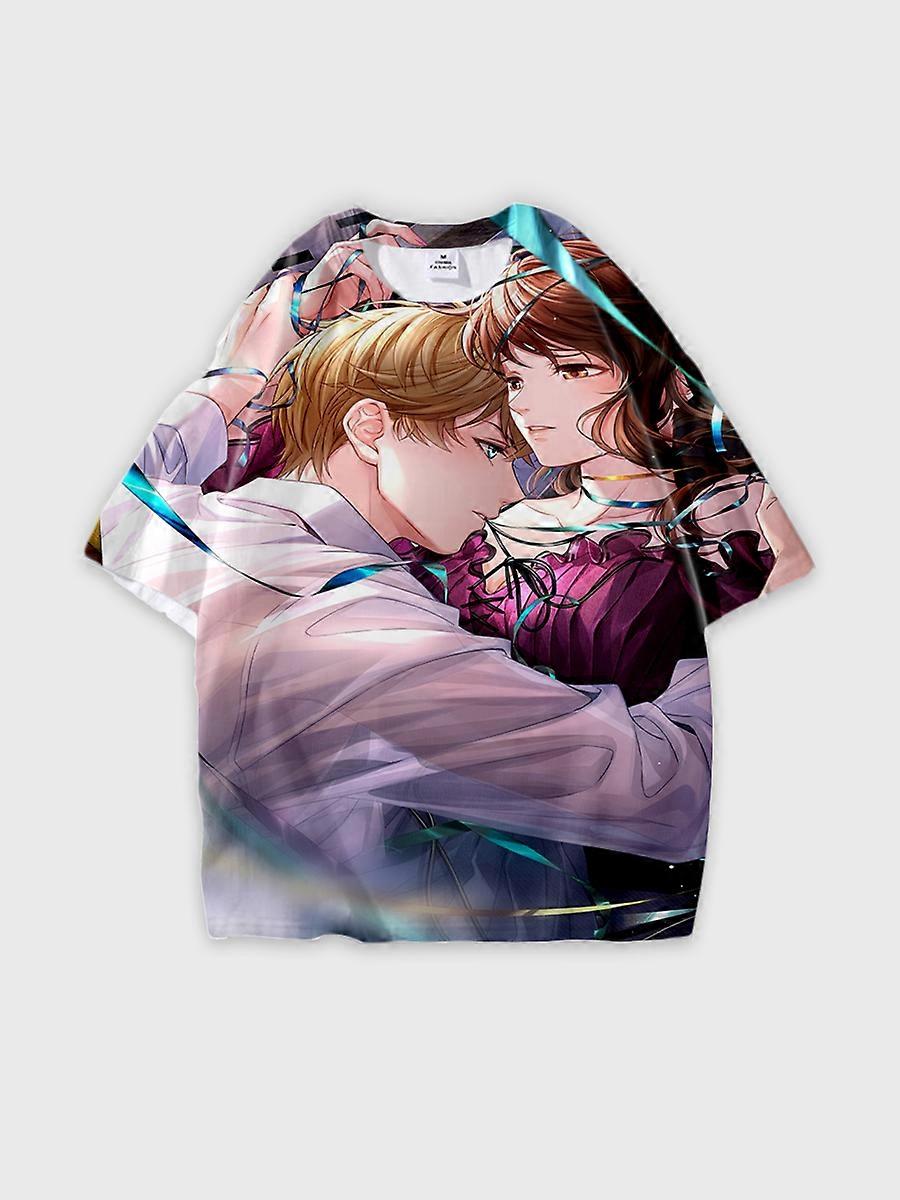 T-shirt round neck Role Pattern loose short sleeve E2157