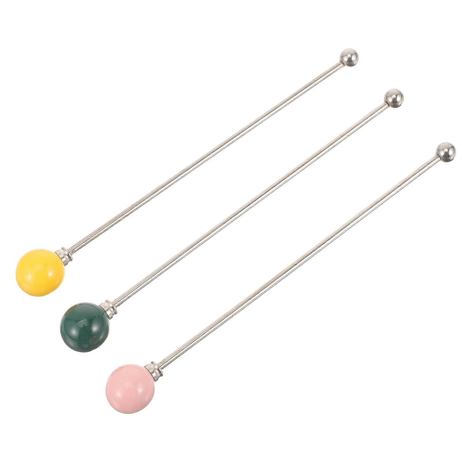 3pcs Candy Color Metal Swizzle Sticks Reusable Stirrers for Beverages, Tea, and Cocktails – Elegant Design for Effortless Mixing