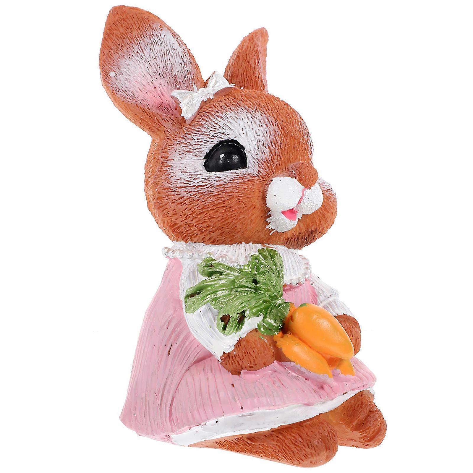 Rabbit Desktop Decoration Resin Car Decor Concise Style 1Set