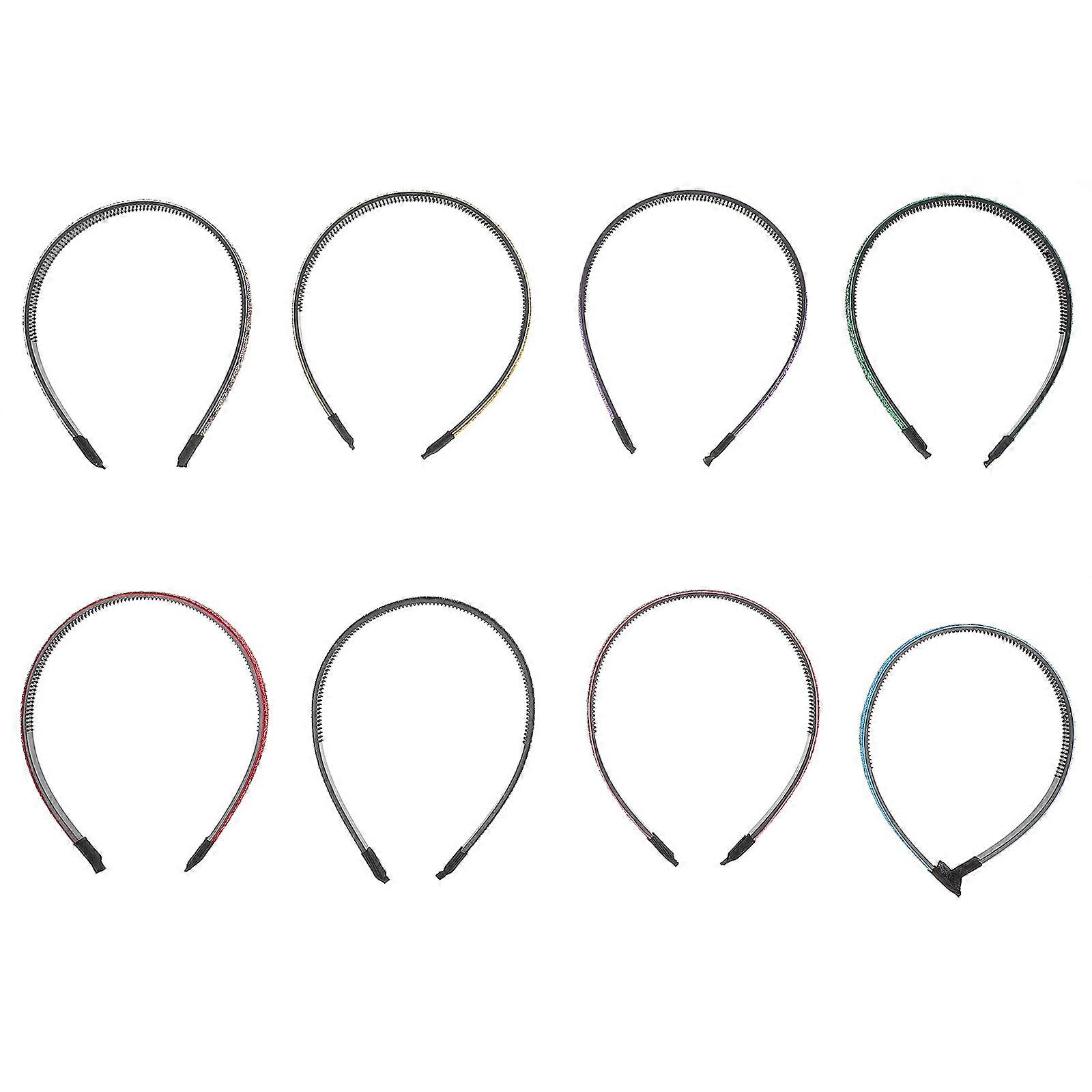 Glitter Headbands Set of 8 Comfortable Hair Accessories in Bright Colors for Birthdays, Festivals, Durable Cloth Design
