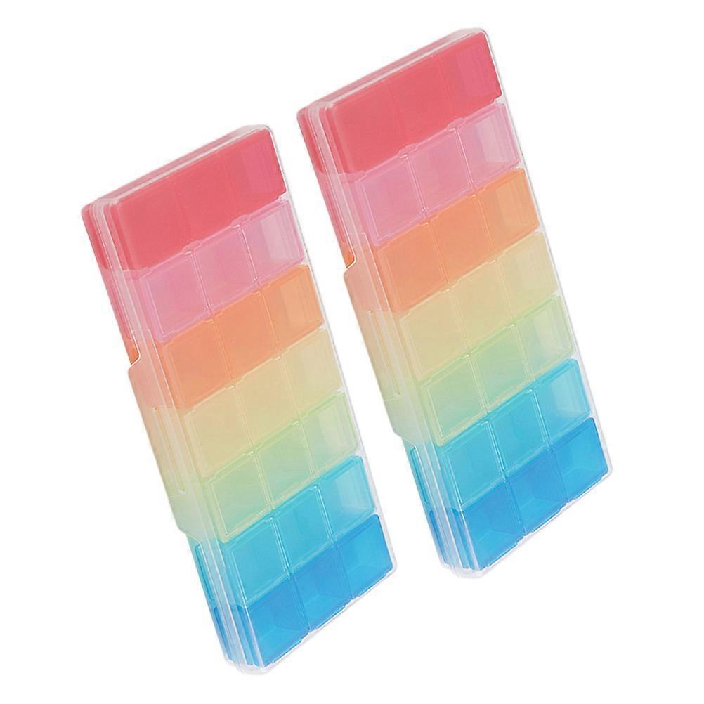 Compact Pill Holder Travel Medication Case Multi Colorful Storage Box For Adults 2Pack