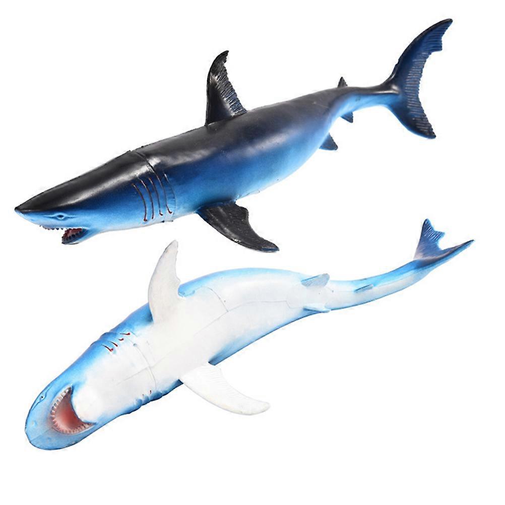 Plastic Shark Toy Simulation Shark Model Educational Role-Playing Desktop Adornment Blue 42x12cm 1Pack
