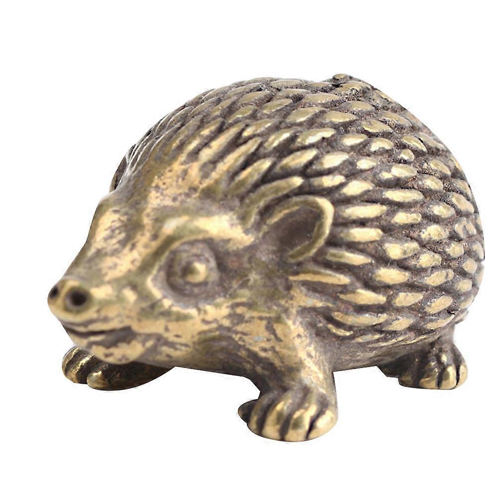 Creative Figurines Solid Brass Hedgehog Shaped Adornment Desktop Ornament for Home Store Decor Retro Style 1Pcs