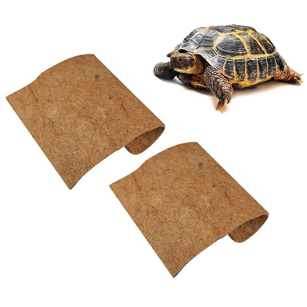 Natural Coconut Fiber Mat for Reptile Pets Breathable Bedding Liner 2pcs Light Brown 40x40cm