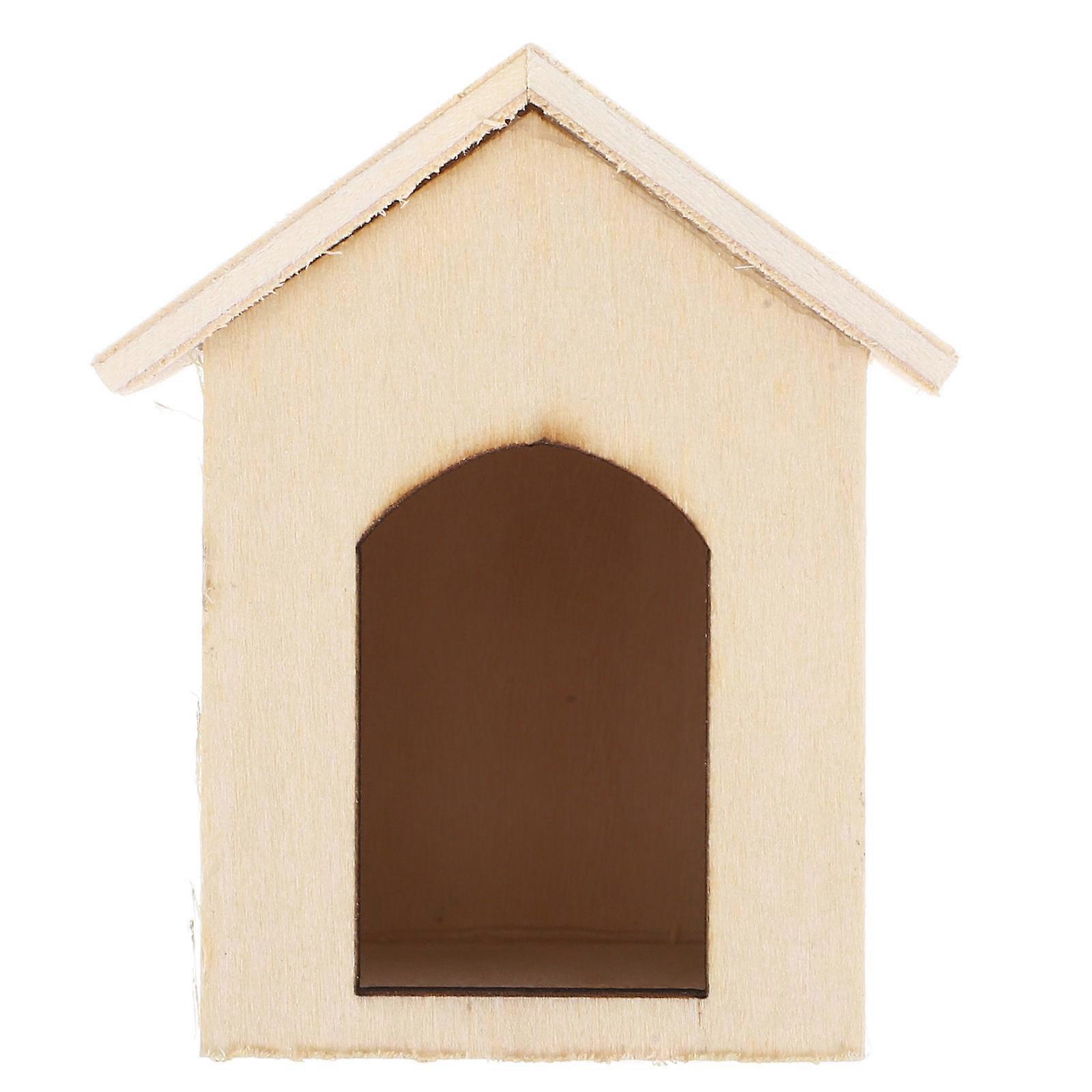 Durable Small House Model for Decoration Use Made of Synthetic Material Khaki Color