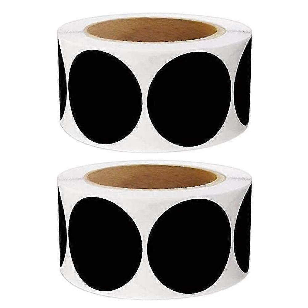 2 Round Black Adhesive Labels Stickers with Writable Surface - Ideal for Inventory, Storage, Organizing & Moving Tasks