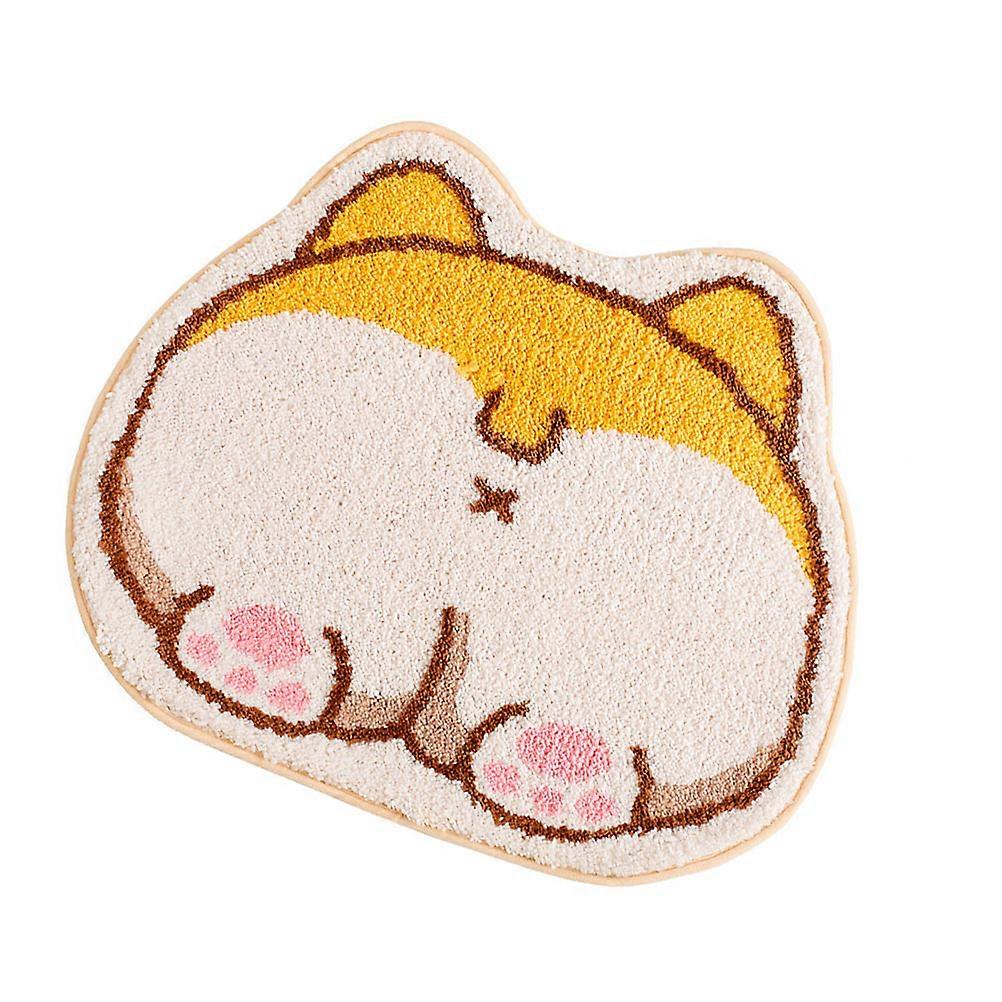 Lovely Corgi Pattern Bathroom Door Mat For Home Users In Yellow With Anti-skid Feature 1Set