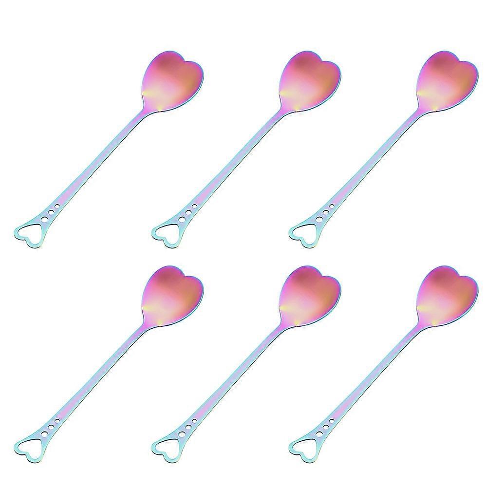 Heart Shaped Coffee Spoon Set 6Pcs Stainless Steel Elegant For Mixing Desserts And Drinks 14.30X3.30X0.50CM