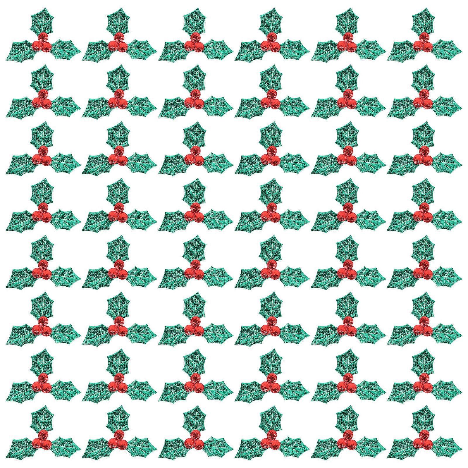 Berry Tree Decoration 100Pcs Green Cloth Applique DIY Decoration For Christmas Banquet Room Party Style
