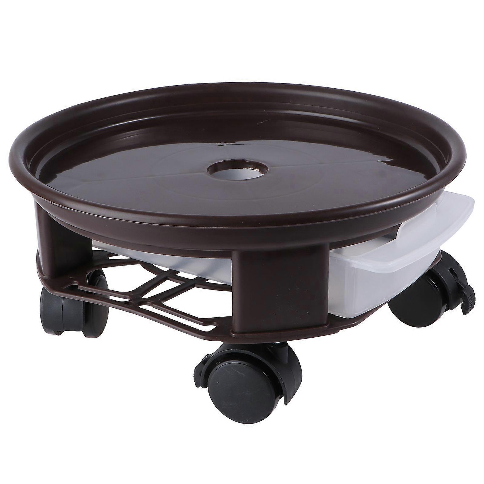 Round Movable Flowerpot Tray With Material For Home And Garden Use 1Pack