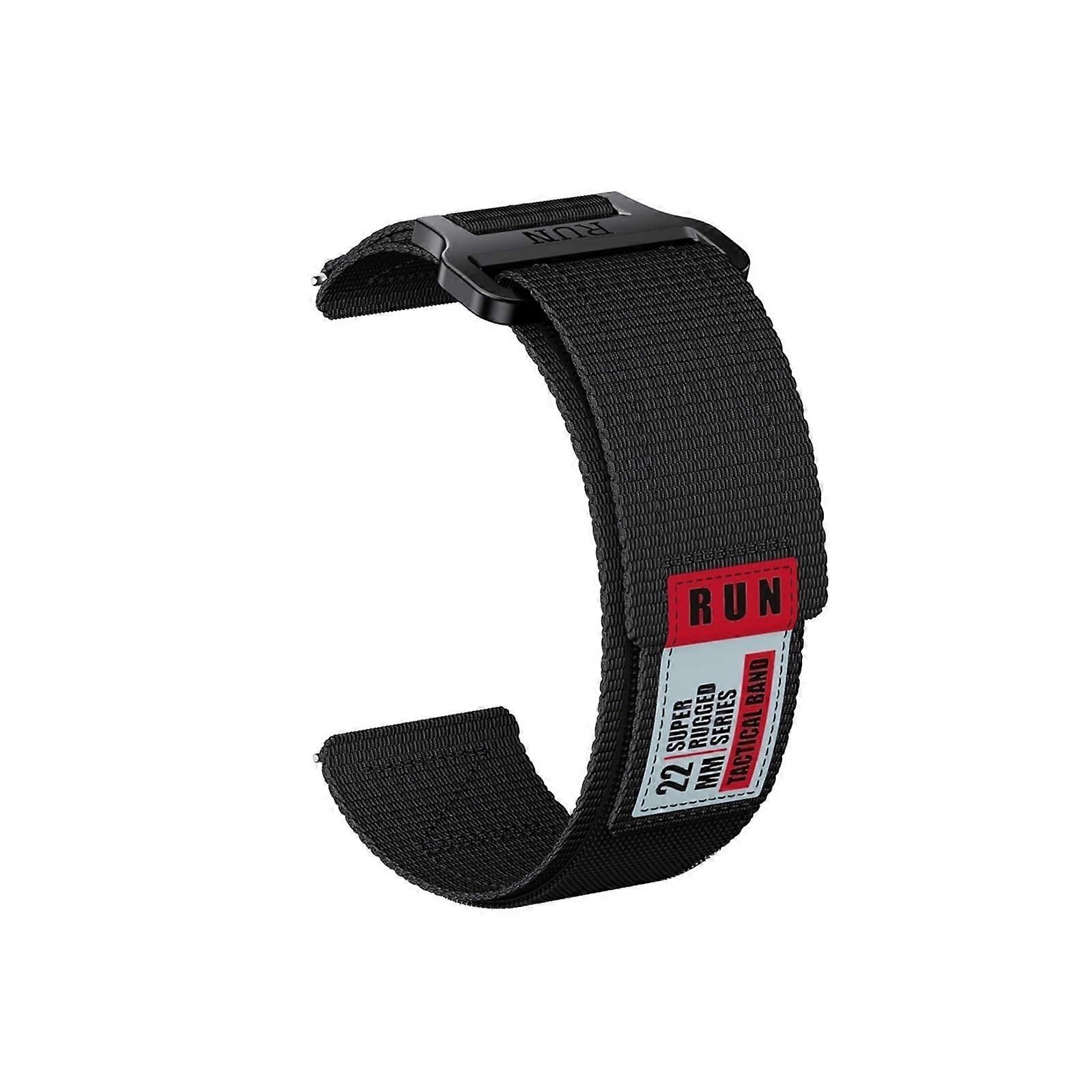 22 mm universal nylon watch strap, suitable for Garmin Forerunner 745/Huawei/Samsung/Garmin Vivoactive 3 music watch strap Black For Width 22mm