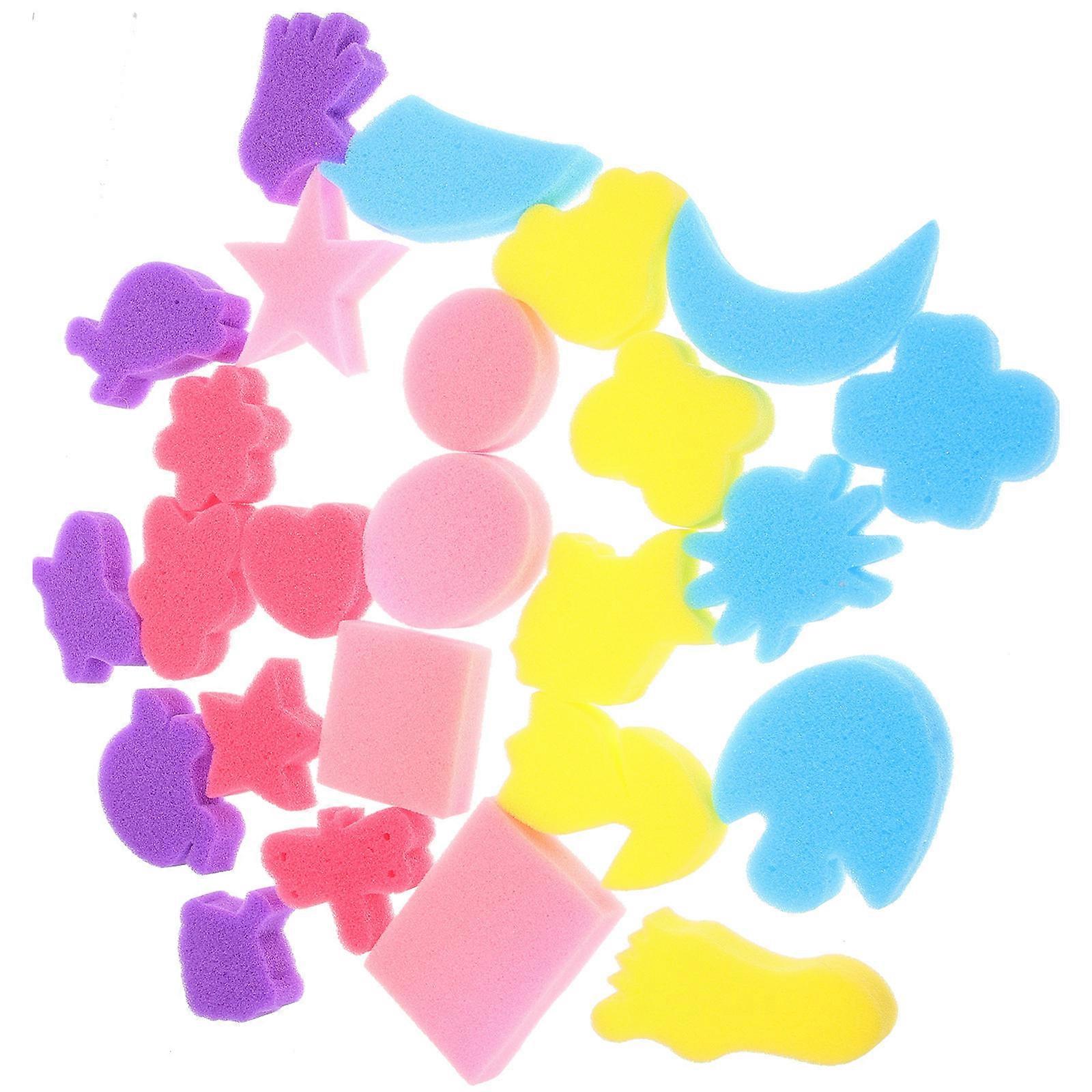 30pcs Animal Shaped DIY Sponge Painting Assorted Craft Sponges for Kids Early Learning (Mixed Patterns and Colors)
