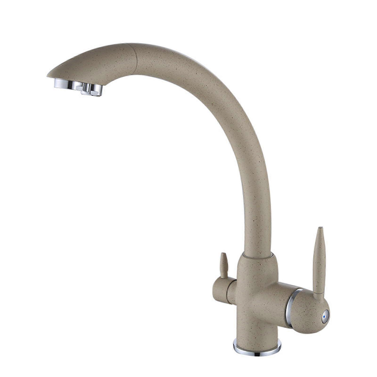 Kitchen faucet 3way faucet for reverse osmosis system hot and cold water double handle, beige