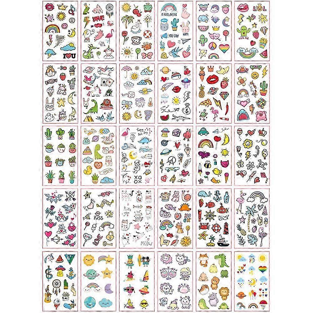 Cute Sticker Sheets Temporary Assorted Color Durable and Washable 60 Sheets