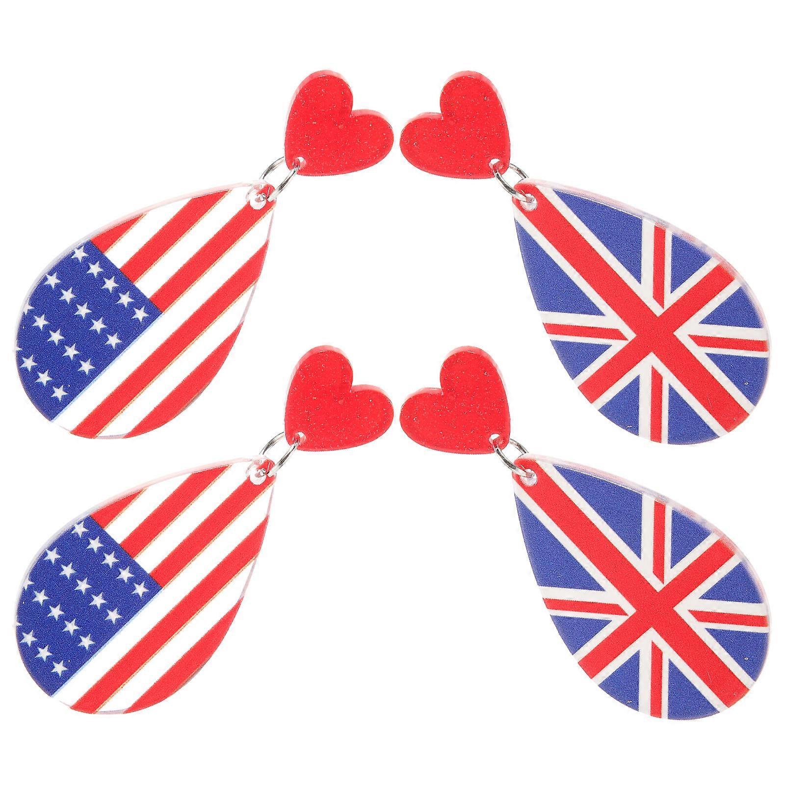 Patriotic Acrylic Dangle Earrings for Women and Girls Assorted Color Celebrate Independence Day