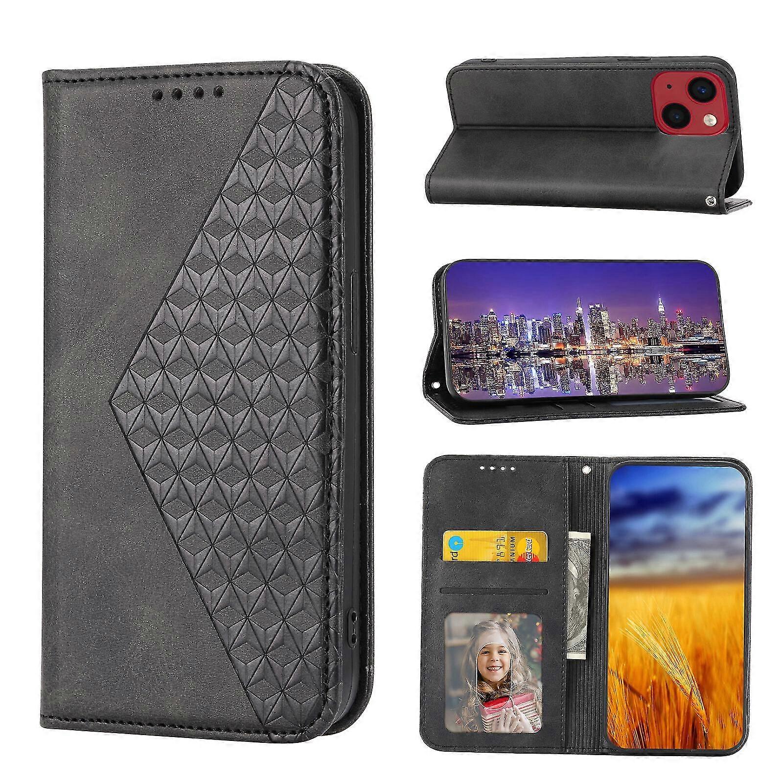 For iPhone 13 Case, Leather Wallet Flip Case With Strap