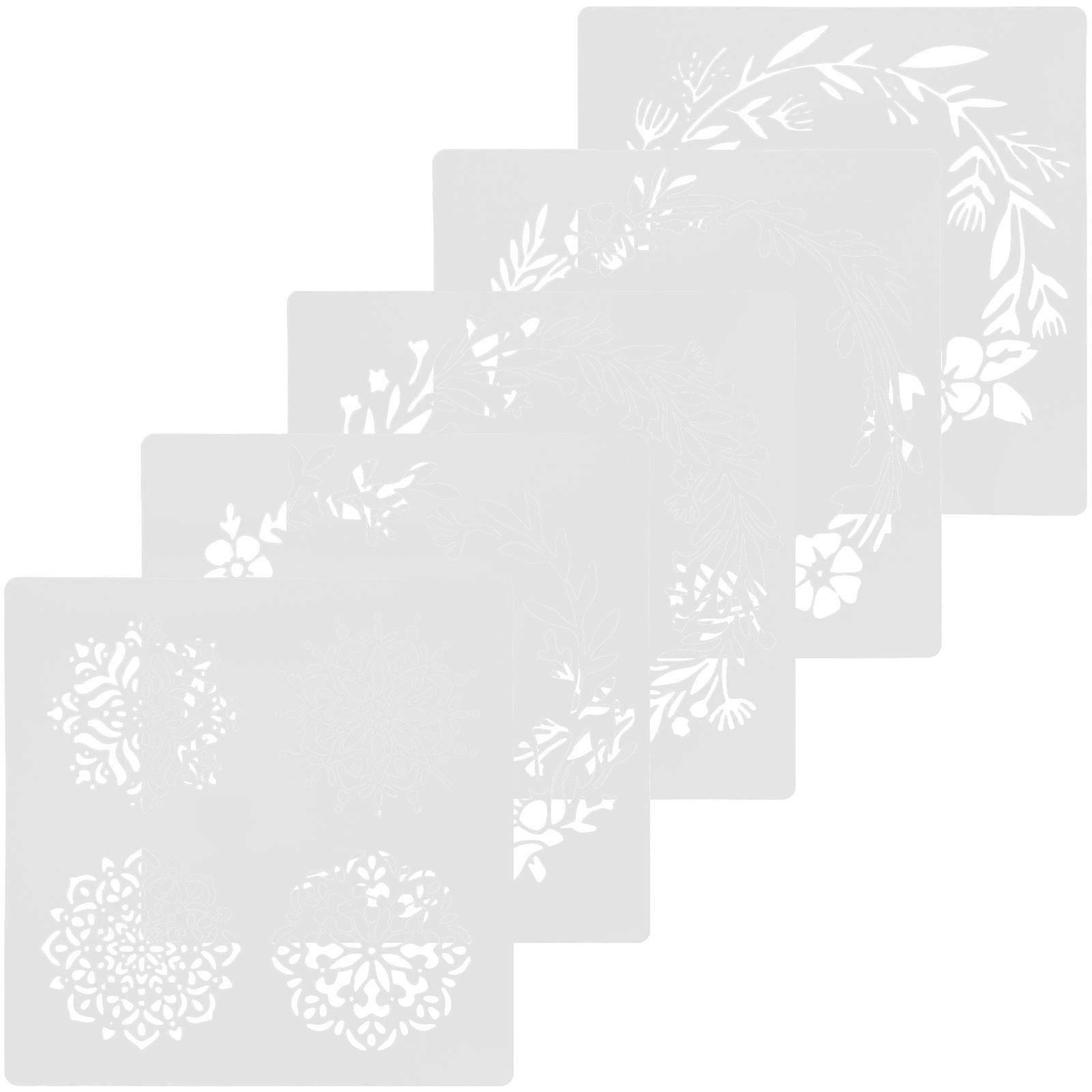 5 Pack Reusable Flower Drawing Stencils – Durable Pet Art Templates for Creative DIY Painting, Crafts, Walls, Windows, and Scrapbooking Projects