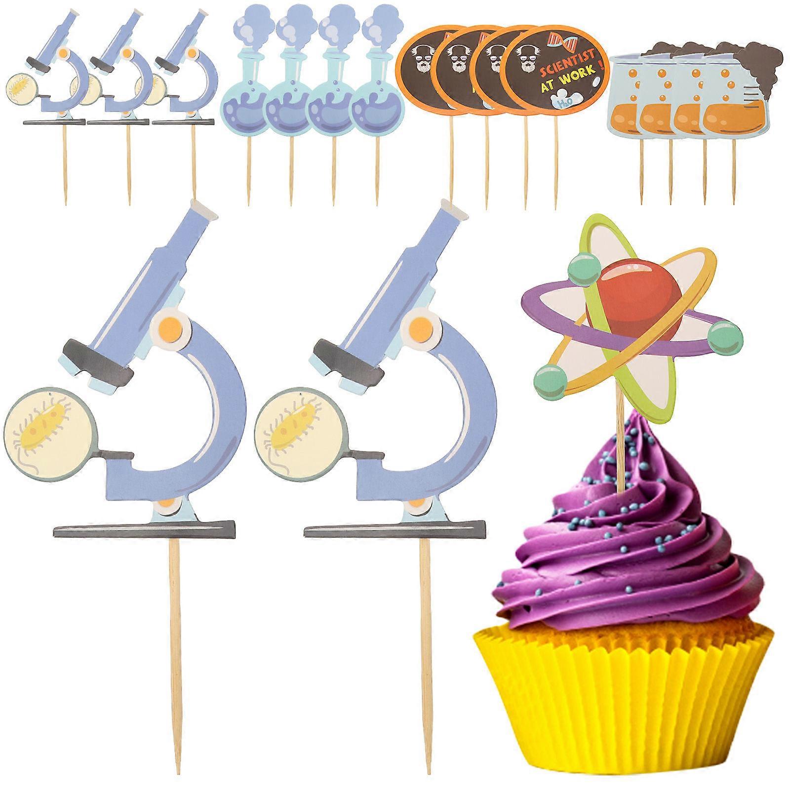 Cupcake Decor Science Birthday Cake Toppers 20Pcs Suitable For Large Events With Assorted Color And Square Shape