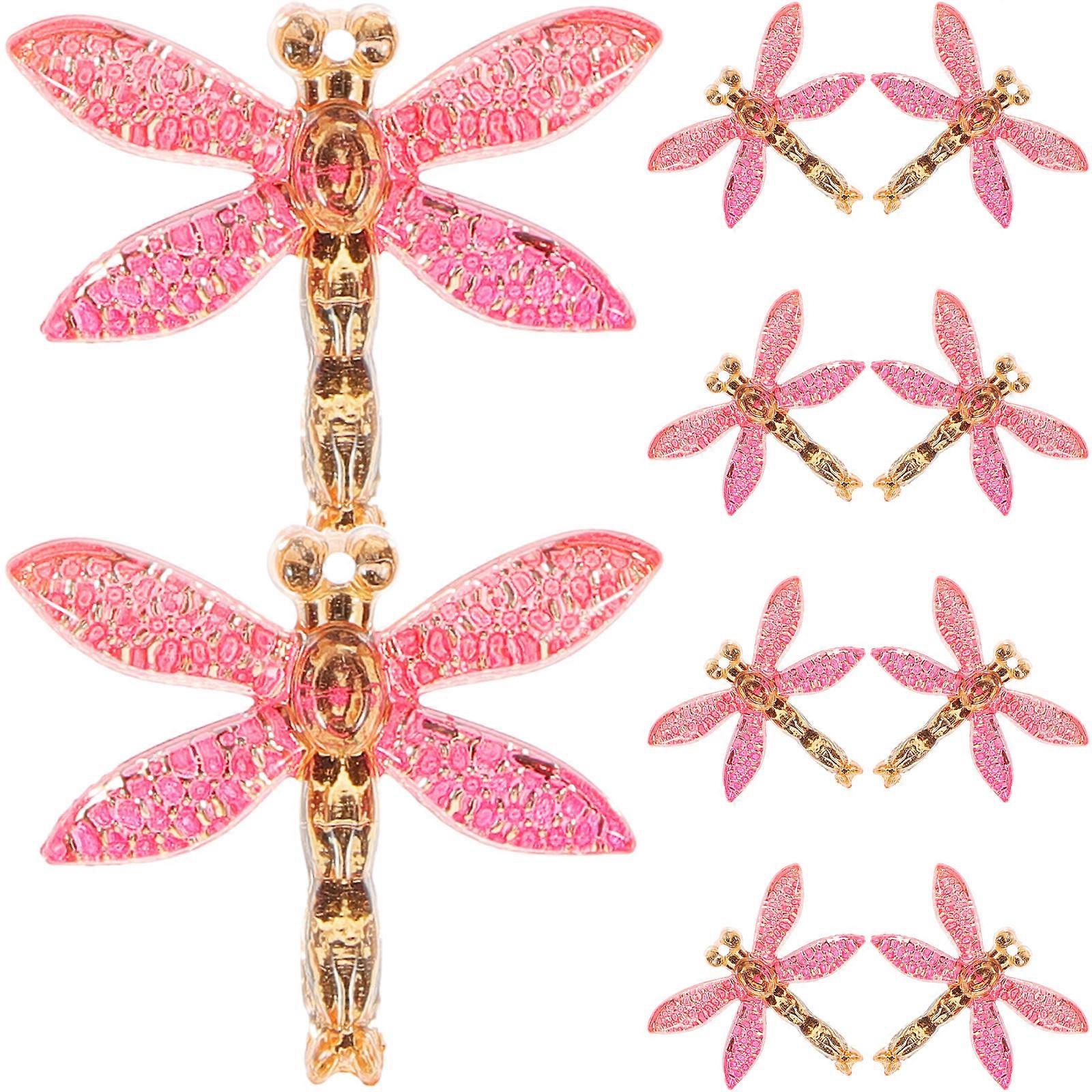 Tiny Dragonfly Charms Craft Accessories for DIY Use Resin Plastic Red 10pcs