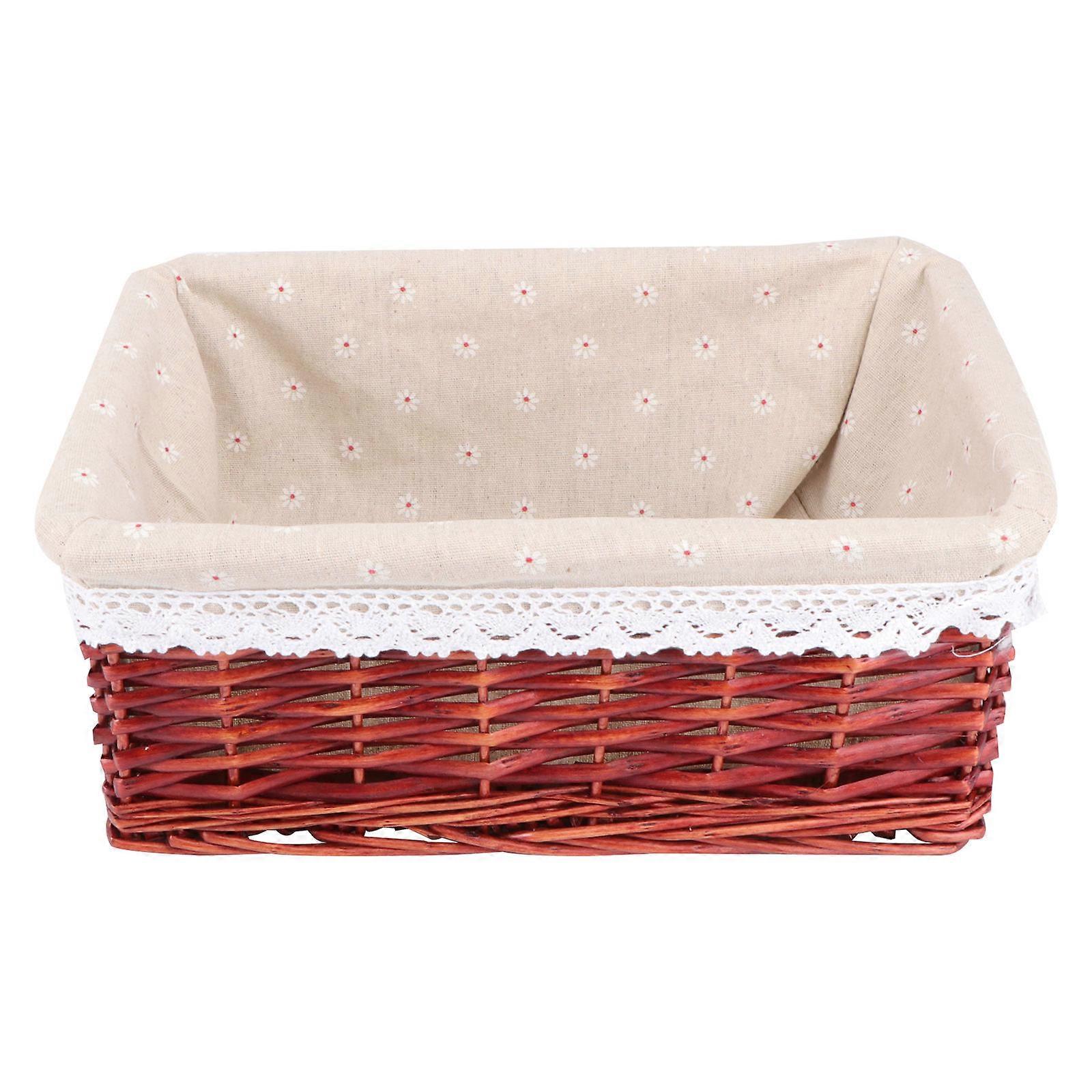 Wicker Basket for Kitchen Sorting Washing Clothes and Storage Daisy Style 35*25*14cm Brown