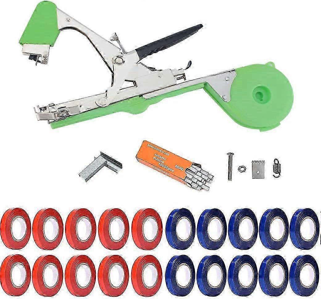 Plant Strapping Machine Tool & Strapping Gun Set - Includes 10,000 Nails, 20 Strapping Rolls & Replacement Blades for Efficient Gardening So