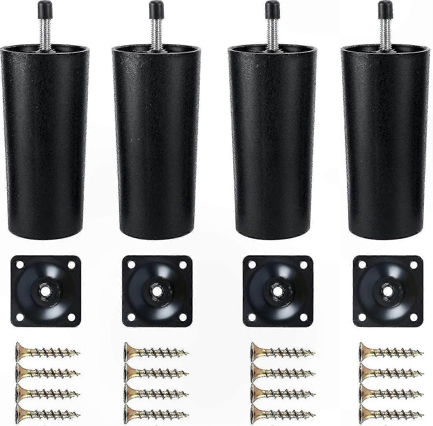 Furniture Support Legs Plastic Replacement Set of 4 with Mounting Plates for Sofas and Chairs