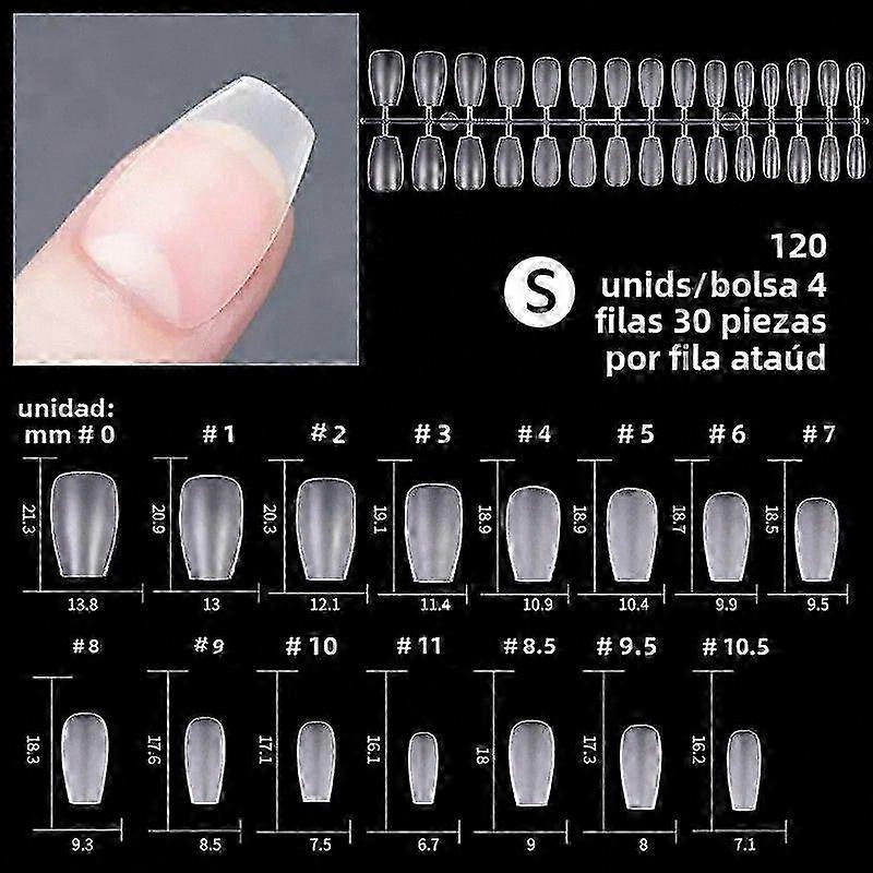 120 Pieces Mini False Nails Transparent Soft Gel Full Coverage For Manicure Extensions