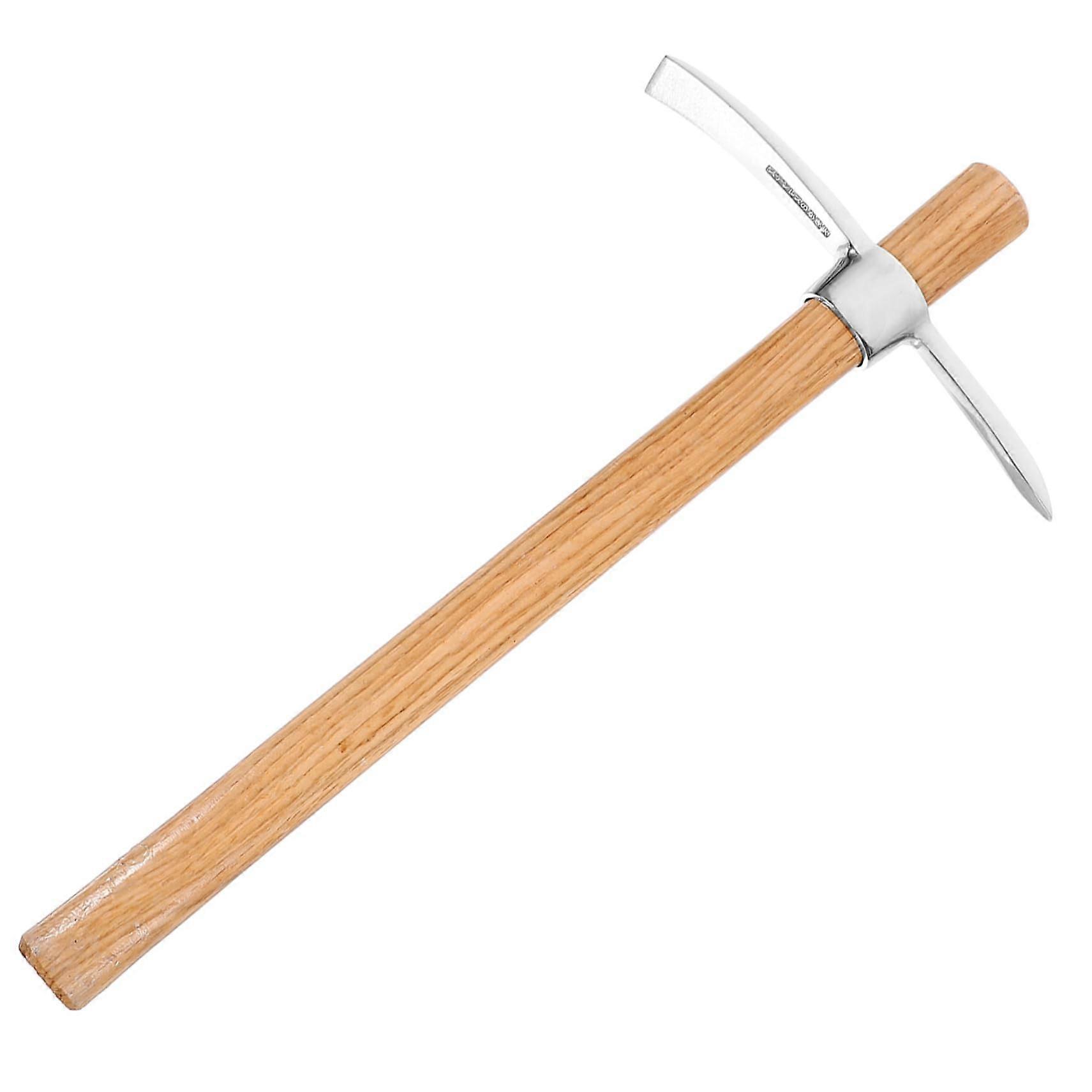 Garden hoe hand tool with ergonomic garden implement for vegetable cultivation, nurseries, and lawn care.