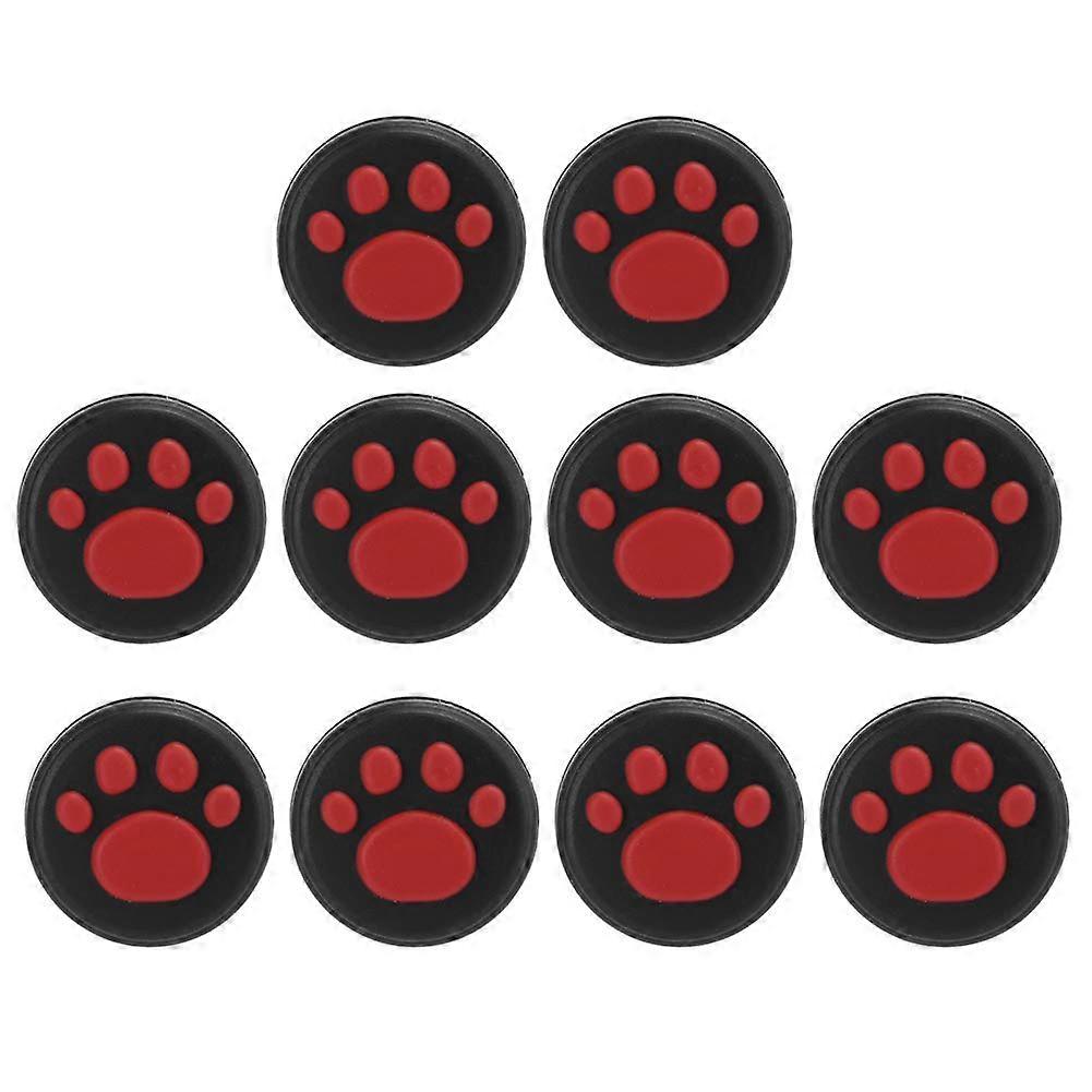 Cat Paw Thumb Grip Caps, Cute Cat Paw Shape, Kawaii Silicone Joystick Cover for Switch Lite, Pack of 10, Lightweight Joystick (Red Claws on Black)