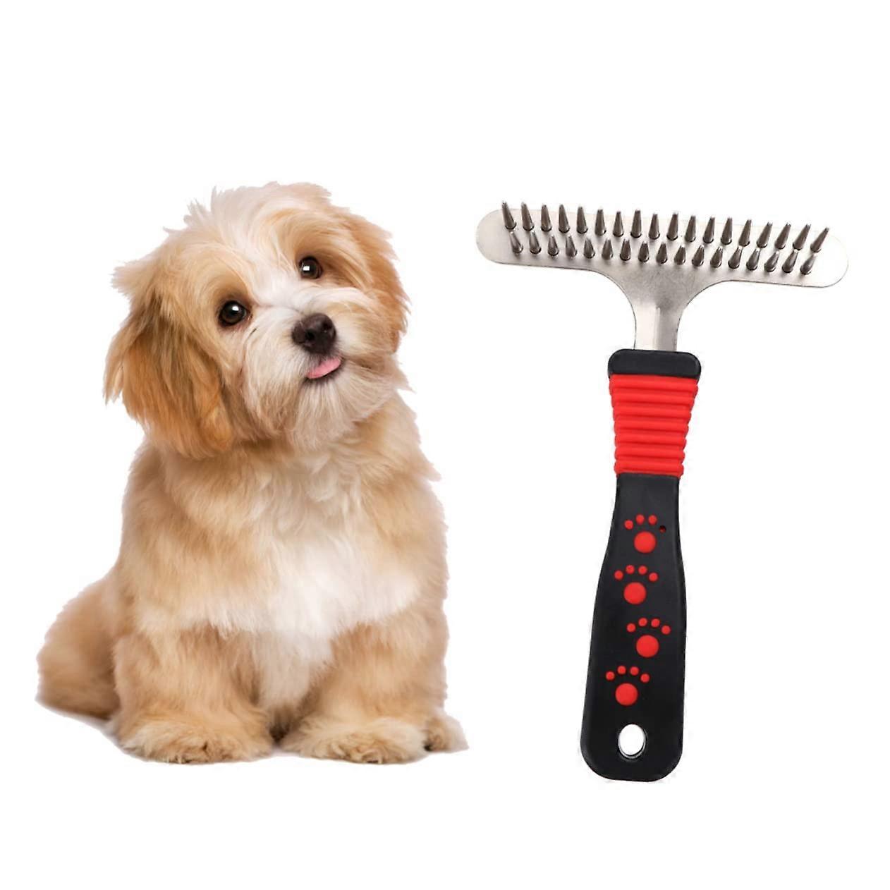 Dog Comb for Dogs and Cats, Portable Grooming Tool with Ergonomic Handle, Easily Removes Tangles and Loose Hair
