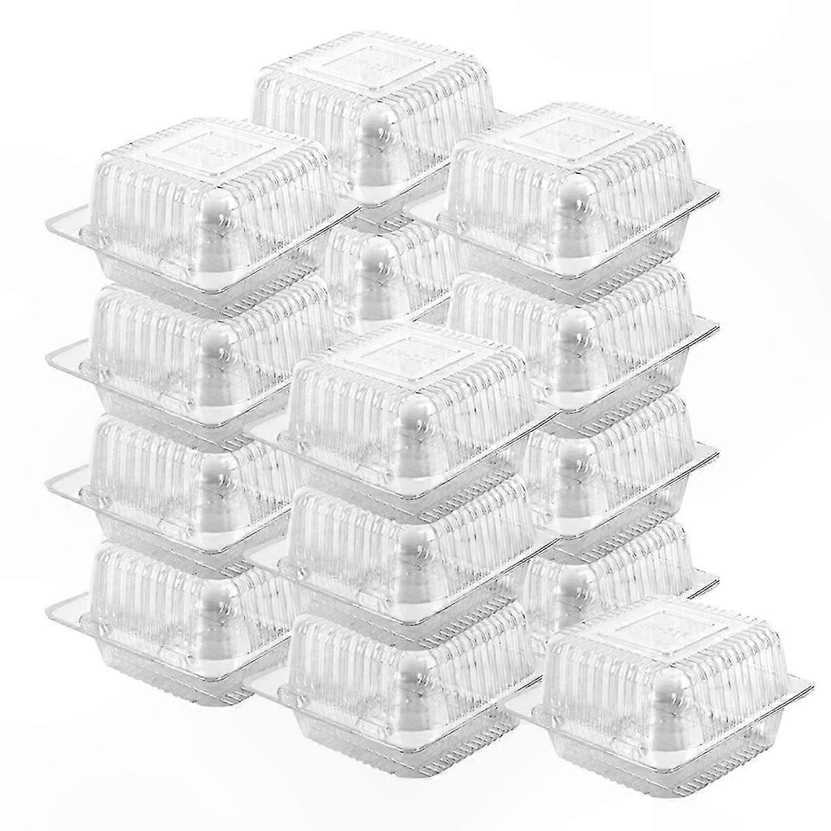 100-Pack Transparent Hinged Clamshell Containers for Desserts and Cakes